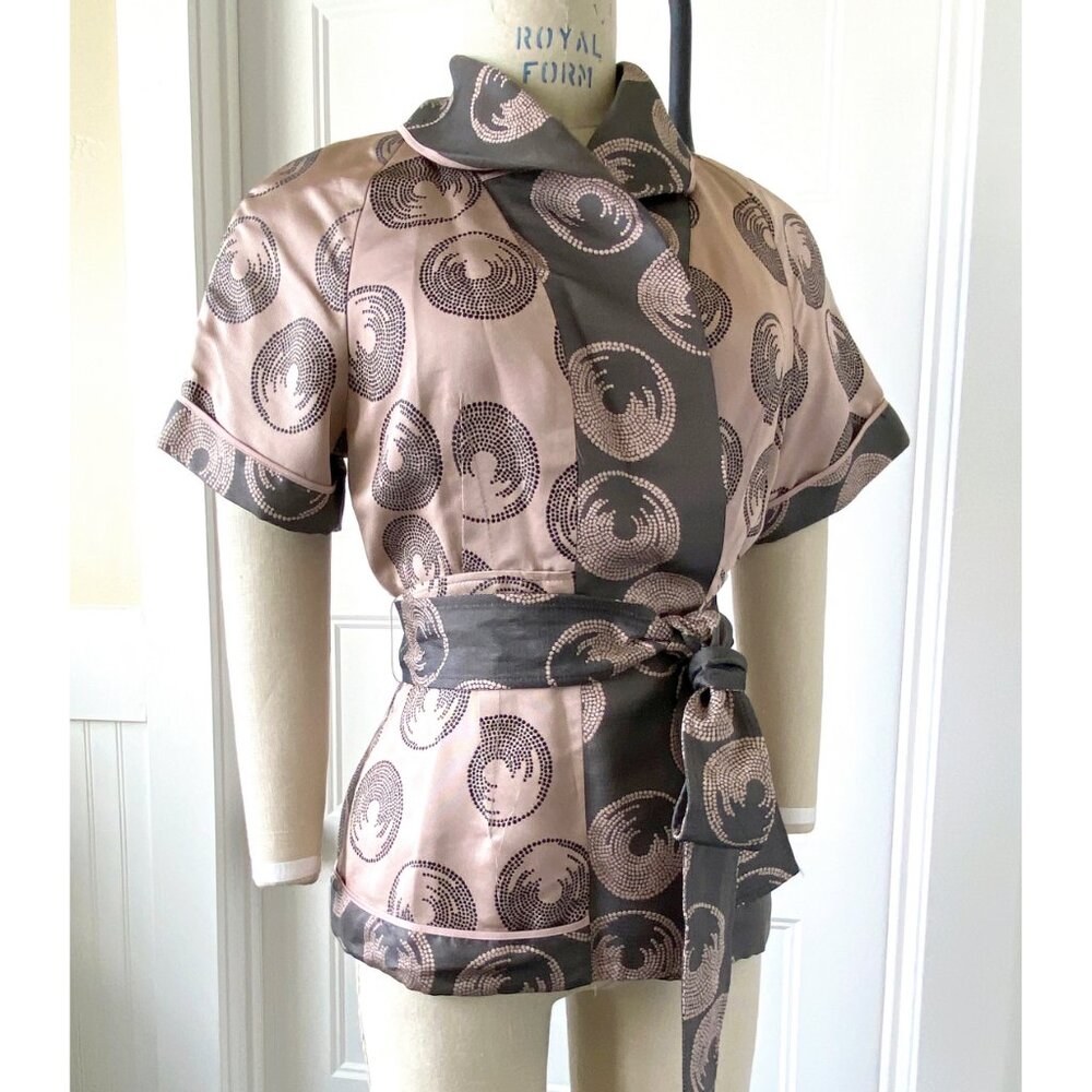 $350 MAX AZRIA Silk Kimono Top Blush M